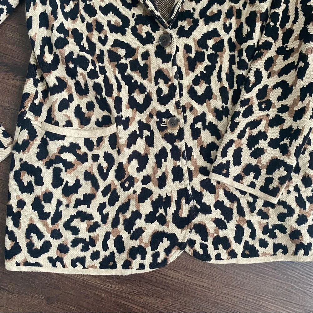 J. Crew Animal  Print 100% Cotton Sweater Blazer S